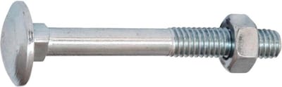 Slotbout met moer. M6 x 90 mm. lang. 5 stuks Houtbout. verzinkt. Ifix.
