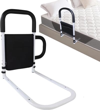 Bedbeugel Ouderen - Bedsteun Hulpbeugel - Veilig Opstaan - Met Opbergvak - 32 cm Breed - Zwart