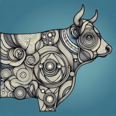 Line art vee schilderij | Visuele Verbindingen: Abstracte Lijnen vormen Levendige Kunstwerken met Diepte | Kunst - 30x30 centimeter op Dibond | Foto op Dibond