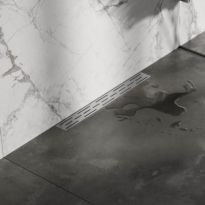Brauer Douchegoot met Standaard Rooster en Flens Voor Wandmontage - 50 cm - Rvs Geborsteld
