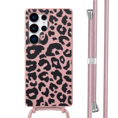 imoshion Hoesje - Geschikt voor Samsung Galaxy S25 Ultra - Siliconen design hoesje met koord - Animal Pink