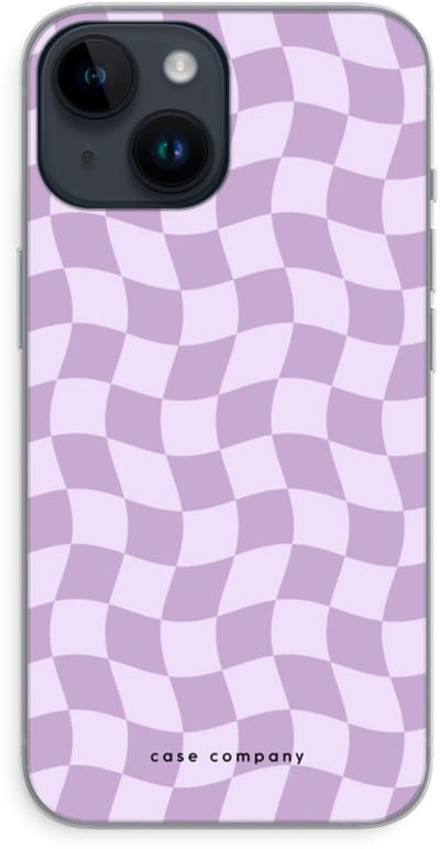 Case Company® - Hoesje geschikt voor iPhone 14 hoesje - Grid Paars - Soft Cover Telefoonhoesje - Bescherming aan alle Kanten en Schermrand