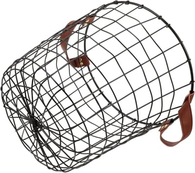 Metalen Brandhoutmand - Houtdrager Rieten Mand - Haardhout Opslag - Grote Capaciteit - 30 x 30 x 28 cm - Zwart