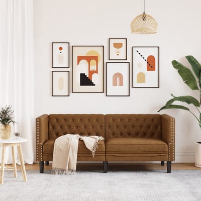 vidaXL - Tweezitsbank - Chesterfield-stijl - kunstsuède - bruin