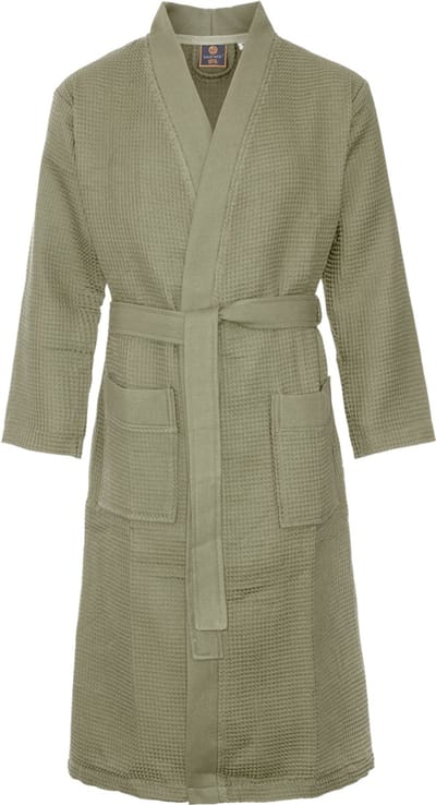 Sauna badjas wafel - biologisch katoen - olijfgroen L - groene unisex badjas - wafel kimono - Oeko-Tex - kimono - wafel badjas dames - wafel badjas heren