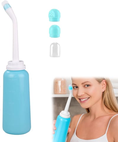 peri bottle-bidet sproeier-bidet fles-perineum douche-Perineale wasfles van 500 ml-Fles met 2 spuitmonden ondersteboven-Volwassen vrouwelijk reisbidet