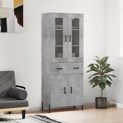 vidaXL - Hoge - kast - 69,5x34x180 - cm - bewerkt - hout - betongrijs