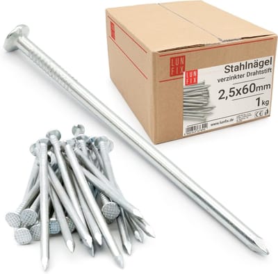 Stalen Spijkers - Bouw Spijkers - Timmerwerk Huisdecoratie - Verzinkte Kop Blank - 25 x 60 mm - Zilverkleurig