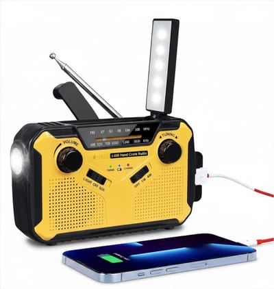TopChoice® Noodradio Solar Opwindbaar - Noodpakket voor Thuis - Noodrantsoen - 3000 mAh - Geel