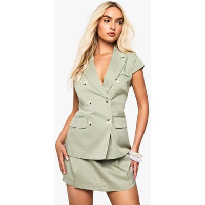 boohoo Dames Blazer met schildpadpatroon, knop en capmouwen | Verstandig | Maat: 36