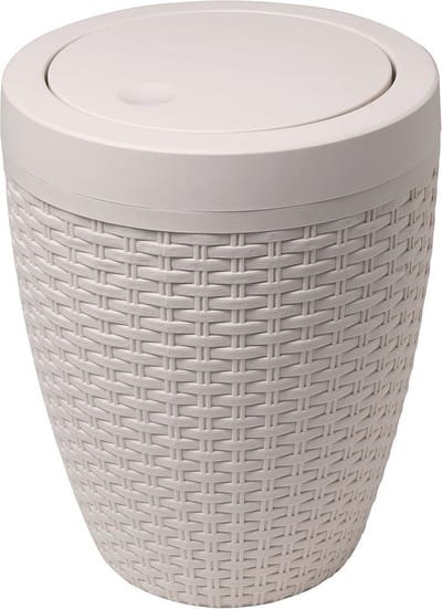Faux Rotan Ronde Badkameremmer met Schommeldeksel - 5 Liter