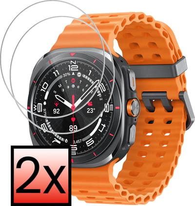 Screenprotector - 2 Stuks - Geschikt voor Samsung Galaxy Watch Ultra - Extra Sterk - Tempered Glass - Gehard Glas - Beschermglas Screen Cover - Bescherm Protector voor Smartwatch