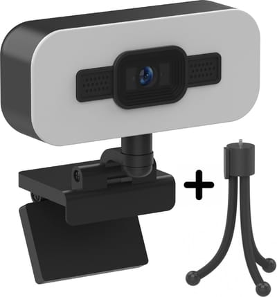 Rolio Webcam voor PC - 4K - Ultra HD - 8MP - Inclusief Tripod en Microfoon - Ringlamp - Universeel