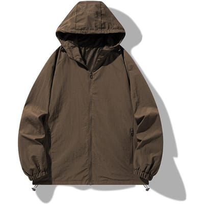 Lente en Herfst Herenjas Casual Heren Enkele Jas Nieuwe Losse Jas met Capuchon M kameel