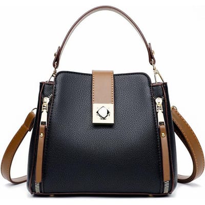 Women's Handbag Small Package Fashion Versatile Shoulder Crossbody Bag Solid Color Large Capacity Bucket Bag 21.5*11.5*18.5cm noir