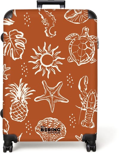 NoBoringSuitcases.com® - Koffer groot - Reiskoffer lichtgewicht - Zeedieren en zomer illustraties - Rolkoffer met 4 wielen - Grote trolley XL - 98 liter bagage