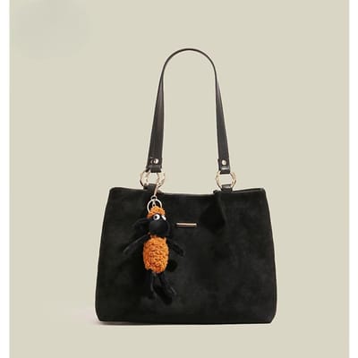 Schattige Hanger Tote Tas voor Vrouwen Grote Capaciteit Trendy College Stijl Forensen Schoudertas No pendant black