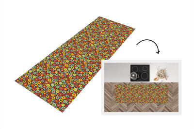 Keukenloper 150x50 cm - Keukenmat vinyl Patroon - Jaren 70 - Retro - Bubbel - Keukenmatten loper - Keuken vloerkleed tapijt