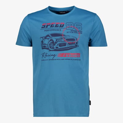 Unsigned heren T-shirt met opdruk blauw - Maat S