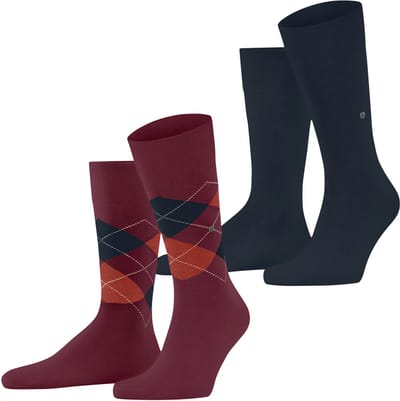 Burlington Everyday 2-Pack gedessineerd katoen multipack sokken heren paars - maat 40-46