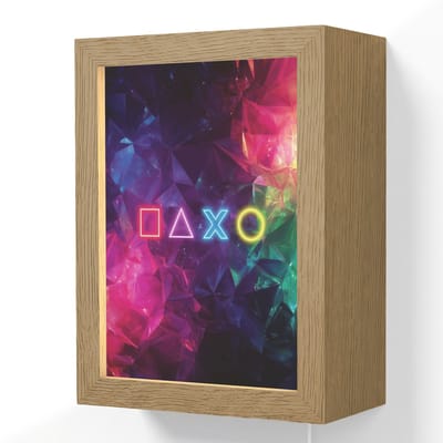 Wandlamp 15x20 cm - Oplaadbaar - Playstation - Kleurrijk - Abstract - Neon - Wandlampen binnen woonkamer - Slaapkamer lamp met kabel - Decoratieve nachtlamp - Vloerlamp snoer