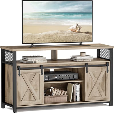 VASAGLE - TV Meubel - TV-meubel Lowboard - Verstelbare Planken - Schuifdeur - Metalen Frame