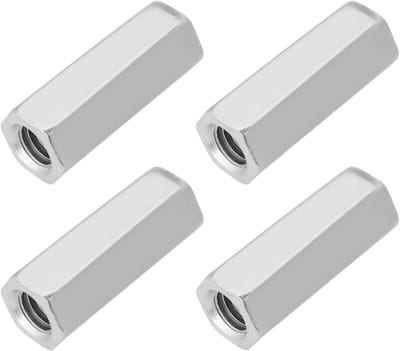 4 Stuks M8 Rechtsdraaiende Spanner Moer van 304 Rvs - Lange Zeskantige Koppeling Moer voor Thuis en Kantoor Communicatie Apparatuur, Duurzaam en Roestvrij