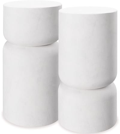 tectake® Bijzettafel Amine - Ø 28 x 54,5 cm - Set van 2 Bijzettafels - Koffietafel in Robuust Magnesiumoxide in Steenlook - Tafeltje voor Woonkamer, Slaapkamer of Kantoor - Draagkracht 15kg per Tafel - Inclusief Vloerbeschermers