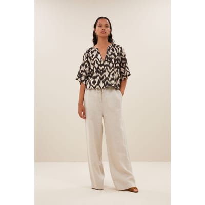 By-Bar Todd Brown Batik Blouse Brown Batik Size: XS | Blouses Outlet | Dames | Zwart