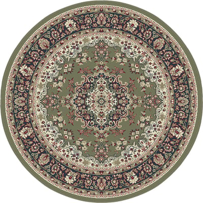 Nain Klassiek Medaillon - Rond - Laagpolig Oosters Vloerkleed - Vintage Tapijt - Groen- 200 CM Ø