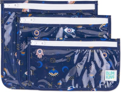 Bumkins - Clear Front Travel Bags | Reistasjes met Doorzichtig Venster (3 stuks) - Evil Eye