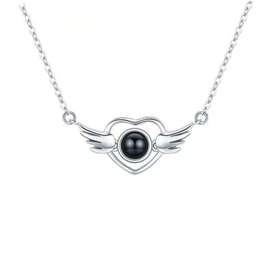 Zilveren Engelen Hart 100 Talen Ik Hou Van Je Ketting - Zilver Ketting - I Love You Ketting - Cadeau TIP - LIMITED EDITION