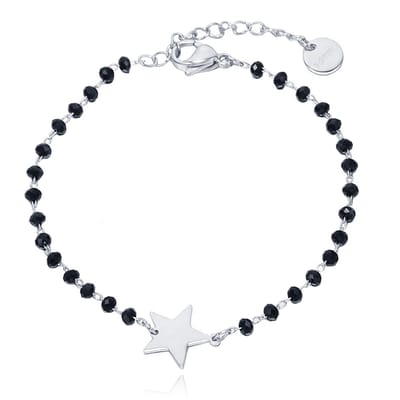 Cilla Armband Zwart Kristal en Ster - Zilver