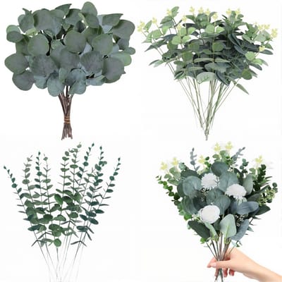 30 stuks eucalyptus-decoratie, eucalyptus gedroogd, eucalyptus kunst, eucalyptusplant, eucalyptus takken, gedroogde eucalyptus, voor bruiloftsdecoratie, bloemstukken, woondecoratie