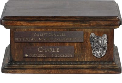 Persoonlijke houten urn voor Silky Terrier as met gravure