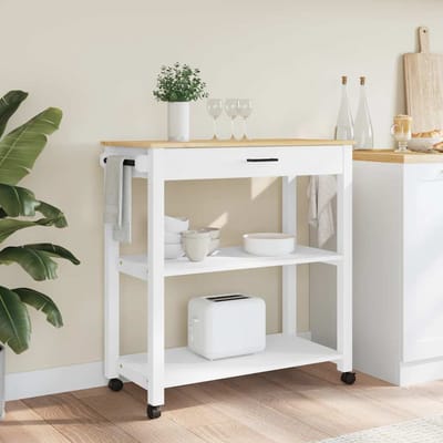 vidaXL - Keukentrolley - MONZA - 84x40x88,5 - cm - massief - grenenhout - wit