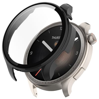 Strap-it Hard case hoesje met glasplaatje - geschikt voor de Amazfit Balance - zwart