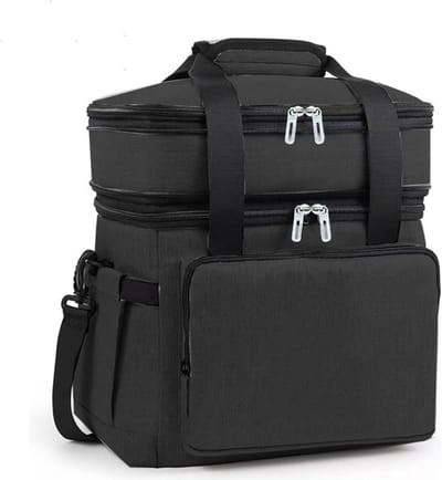 Koeltas Lunch - 18 liter - Lunchtas - Picknicktas - 2 Laags Geïsoleerde Koeltassen - Opvouwbaar - Lunchbag voor Dames en Heren - Koeltasje Klein voor Kinderen en Volwassenen - Zwart