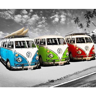 5D Diy Diamond Schilderen Cross Stitch Auto Up Borduren Bus Set Volledige Ronde Boren Kleurrijke Auto's 20X30CM gray