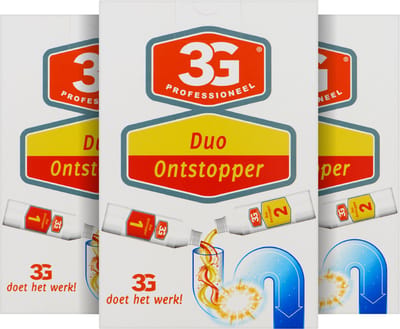 3x 3G Professioneel Duo ontstopper - Duo Ontstopper - Afvoer Ontstopper - Riool Ontstopper - Gootsteen Ontstopper - Twee Componenten - Krachtig - 3-Pack