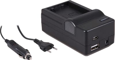 Huismerk 4-in-1 acculader voor Nikon EN-EL23 accu - compact en licht - laden via stopcontact, auto, USB en Powerbank