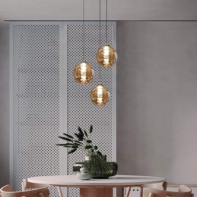 NETTLIFE Hanglamp modern - 3xG9 - glazen - amber - hoogte verstelbaar - 30cm - incl. lichtbron - voor keuken woonkamer slaapkamer hal