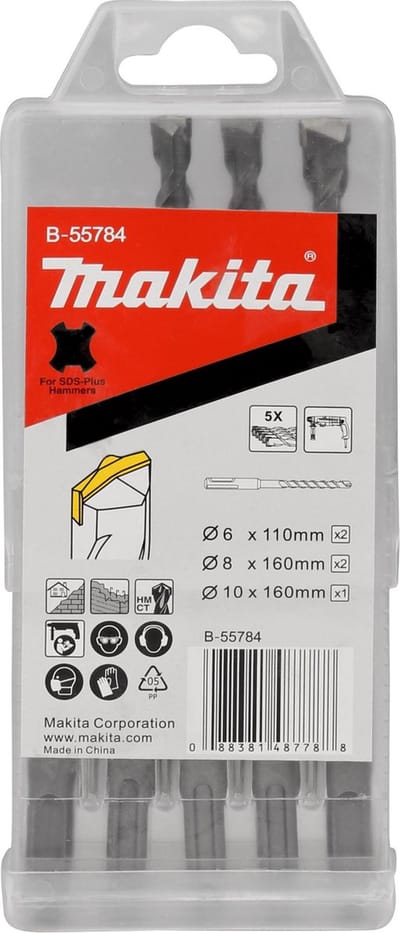 Makita Hamerborenset 5-delig SDS+ in Cassette B-55784