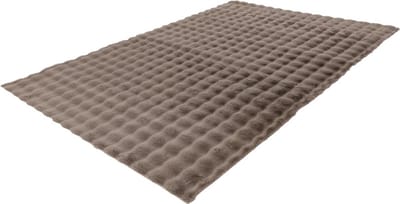 Lalee Harmony - 3d Vloerkleed - Tapijt – Karpet - Hoogpolig - Superzacht - Fluffy - Shiny- 3d blokjes- rabbit- 80x150 cm Taupe