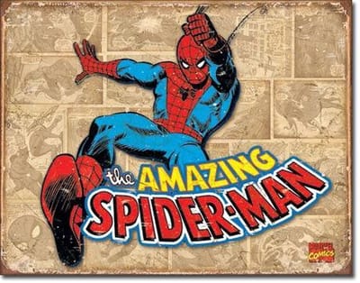 Spiderman Wandbord 'Retro Panels' - Metaal - 30 x 40 cm