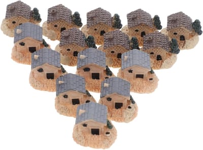 Miniatuur Huisjes - Tuindecoratie Set - Tuin Decoreren - Realistische Vormen - 15 Stuks - Lichtbruin
