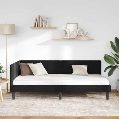 vidaXL - Hoek - Bed - Frame - Zwart - 90 - x - 200 - cm - Fluweel