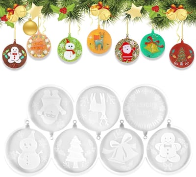 Ronde Siliconen Gietvormen voor Kerstmis - DIY Ornamenten zoals Bel, Sneeuwman en Rendier voor Versieringen en Cadeaus
