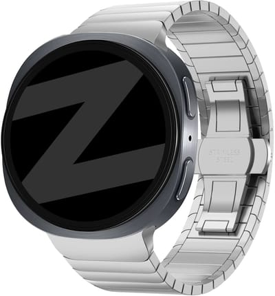 Bandz Stalen Band 'One Bead' (Zilver) geschikt voor Samsung Galaxy Watch 9 (40/44mm) / Watch 8 (40/44mm) / 8 Classic (46mm)