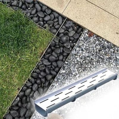Drainageset Tuinkanaal - Afvoersysteem Buiten - Wateroverlast Voorkomen - Roestvrij Staal Rooster - 100 cm Lengte - Zwart
